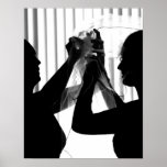 Veil Adjust Bride Photograph B/W Wedding Picture Posters