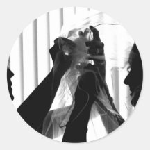 Veil Adjust Bride Photograph B/W Wedding Picture Sticker