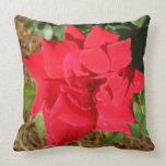 Velvet Red Rose Decorator Accent Throw Pillow