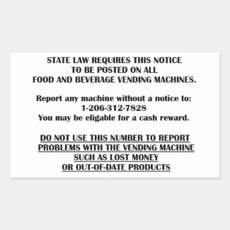 vending machine notice