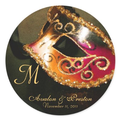 Venetian Masquerade Elegant Monogram Sticker
