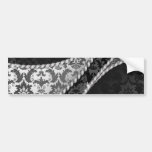 Venetian Ornament Antique Damask Black, White Bumper Stickers