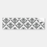 Venetian Ornament Antique Damask Black, White Bumper Stickers