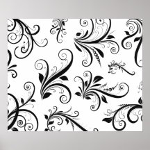 Venetian Ornament Antique Damask Black, White Print