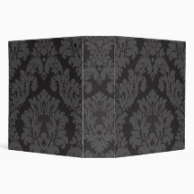Venetian Ornament Antique Damask Gray, Black Binders