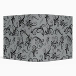 Venetian Ornament Antique Damask Gray, Black 3 Ring Binder