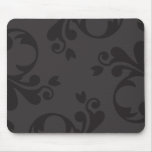 Venetian Ornament Antique Damask Gray, Black Mouse Pads