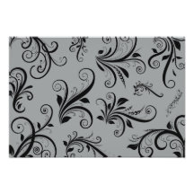 Venetian Ornament Antique Damask Gray, Black Photo Art