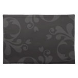 Venetian Ornament Antique Damask Gray, Black Placemats