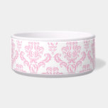 Venetian Ornament Antique Damask Pink, White Dog Bowl