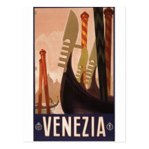 Venezia travel poster 1920 Venice, Italy Postcards