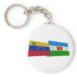 Venezuela and Barinas Waving Flags Key Chains