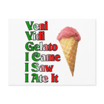 Veni Vini Gelato (I came I saw I ate it) postcards
