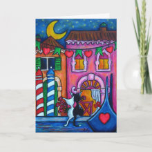 'Venice Amore' - Perfect Valentines Day Card for that special someone. Adorable, romantic Venice painting motif with two cats in love by artist Lisa Lorenz.