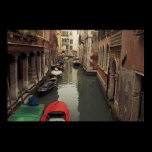Venice Canal with red boat posters