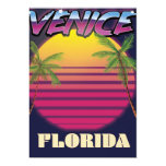 Venice Florida retro vacation poster Card