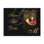 Venice Gold Masquerade Mask Save The Date Postcard