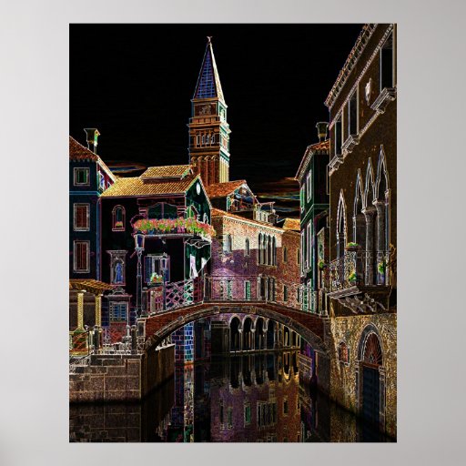 Venice in Neon Poster