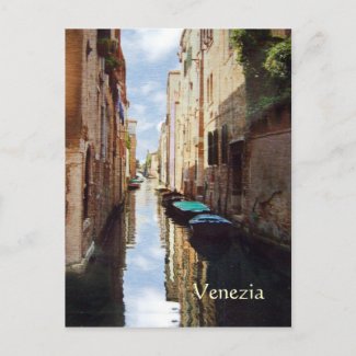 Venice, Italy Canal Mezzotint Postcard