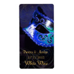 Venice Masquerade Blue Wine Wedding Label