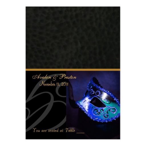 Venice Masquerade Mask Blue Placecard Business Card Templates (front side)
