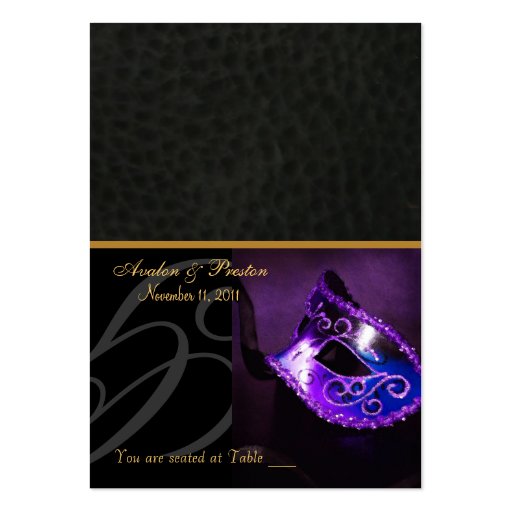 Venice Masquerade Mask Purple Placecard Business Card (front side)