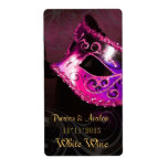 Venice Masquerade PInk Wine Wedding Label
