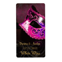 Venice Masquerade PInk Wine Wedding Label