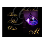 Venice Purple Masquerade Save The Date Postcard