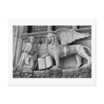 VENICE WINGED LION B/W POST CARD