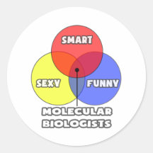 Venn Diagram .. Molecular Biologists Round Stickers