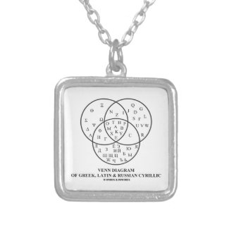 Venn Diagram Of Greek, Latin & Russian Cyrillic Personalized Necklace