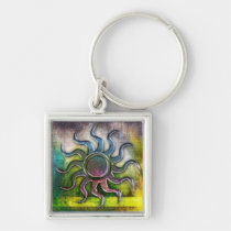 symbol, sun, form, color, textures, structure, decorate, decorative, weird, modern, abstract, houk, art, artwork, digital art, digital, graphic, special, eerie, unique, background, keychains, cool keychains, Keychain with custom graphic design