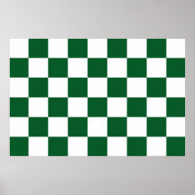 Verde a cuadros y blanco poster