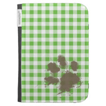 Verde fangoso divertido del pawprint a cuadros; Gu