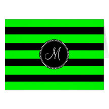 Verde lima de neón brillante y rayas negras felicitaciones