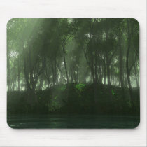 forest, sunbeams, green, desktop wallpaper, Mouse pad with custom graphic design