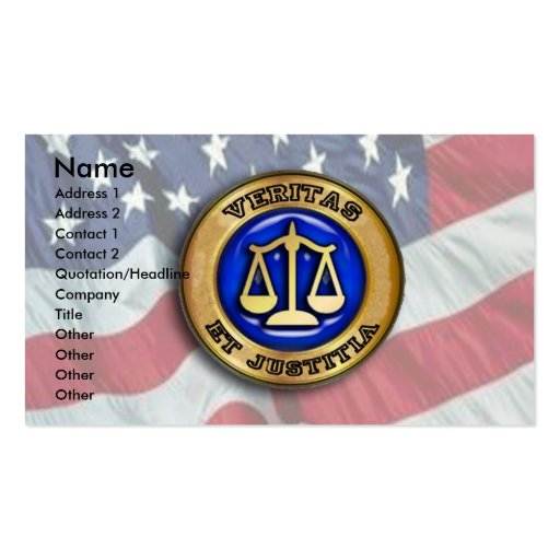 Veritas et Justitia on US FLag Business Cards (front side)