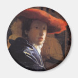Vermeer Painting - Girl with a Red Hat Magnet