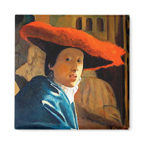 VERMEER'S GIRL WITH THE RED HAT/ OLD MASTERS magnets