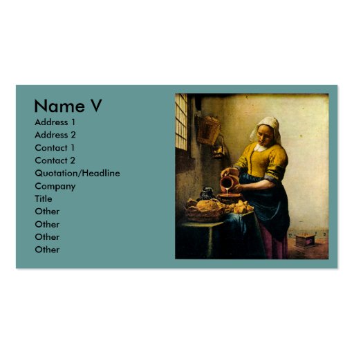 Vermeer's Maidservant Pouring Milk (circa 1660) Business Card Templates