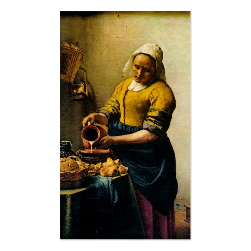 Vermeer's Maidservant Pouring Milk (circa 1660) Business Card Templates (back side)