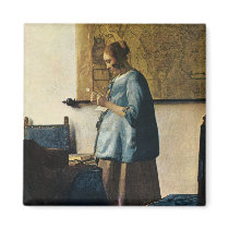 Vermeer's Woman in Blue Reading a Letter ca.1665 Fridge Magnets