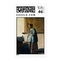 Vermeer's Woman in Blue Reading a Letter ca.1665 Stamp