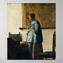 Vermeer's Woman in Blue Reading a Letter ca.1665 Poster