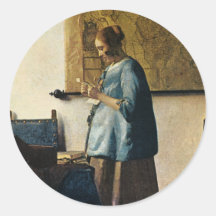 Vermeer's Woman in Blue Reading a Letter ca.1665 Stickers