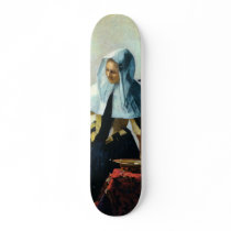 Vermeer's Young Woman with a Water Pitcher ca 1665 skateboards by MasterpieceGallery Vermeer's Young Woman with a Water Pitcher ca 1665 skateboards
