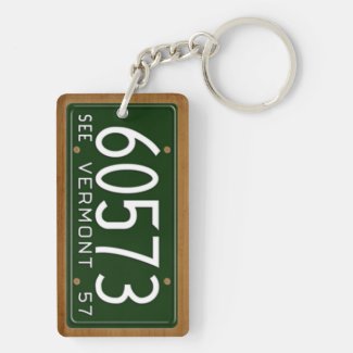 Vermont 1957 Vintage License Plate Keychain Acrylic Key Chains