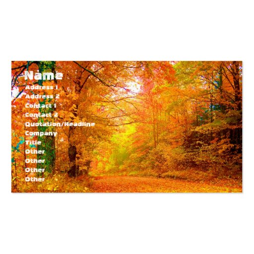 Vermont Autumn Nature Landscape Business Card Templates