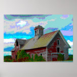Vermont barn - watercolor color reduction posters